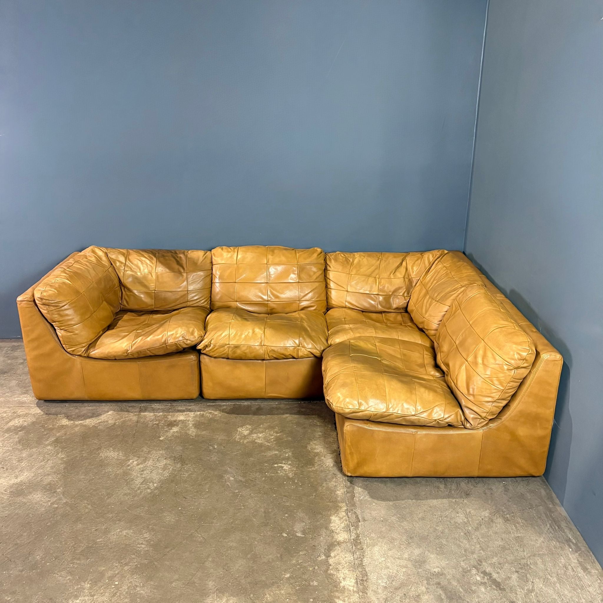 SOLD De Sede DS11 Style Patchwork Leather Modular Sofa Mid Century Vintage Retro MCM