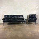 Mid Century Pieff Alpha Black Leather Three Seater Sofa With Matching Lounge Chair Vintage Retro MCM