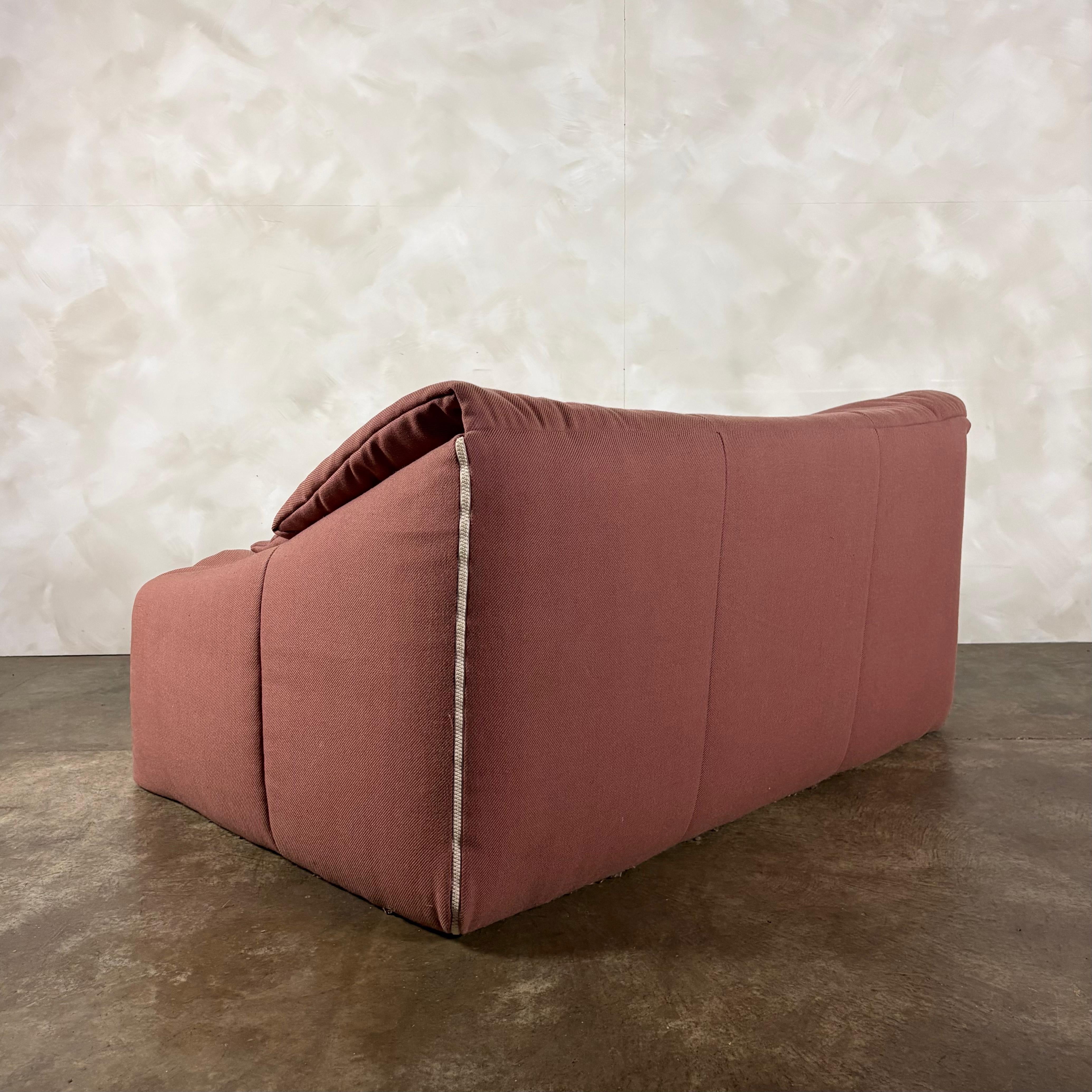 Pink Two Seater Sofa, Armchair & Footstool Annie Hiéronimus Ligne Roset 1980 Post Modern Cinna Mid Century Vintage Retro MCM