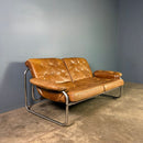 SOLD Two Seater Borkum Sofa By Johan Bertil Häggström Brown Leather Ikea Mid Century Vintage Retro MCM