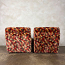 Pair Of Geometric Patterned Fold Out Lounge Chairs/Sofa Beds Rest Assured Mid Century Vintage Retro MCM