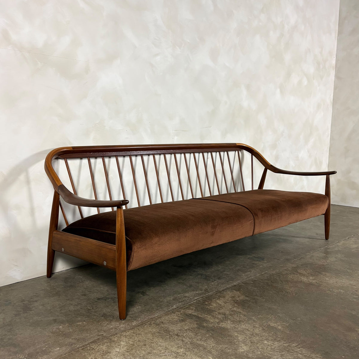 Greaves & Thomas Brown Three Seater Sofa Mid Century Vintage Retro MCM