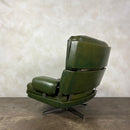 Howard Keith Green Leather Kohinoor Swivel Lounge Chair HK London Mid Century Vintage Retro MCM