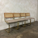 Four Marcel Breuer Cesca Brass & Beech Dining Chairs Mid Century Vintage Retro MCM
