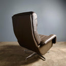 Howard Keith HK Furniture Brown Leather Swivel Armchair Mid Century Vintage Retro MCM