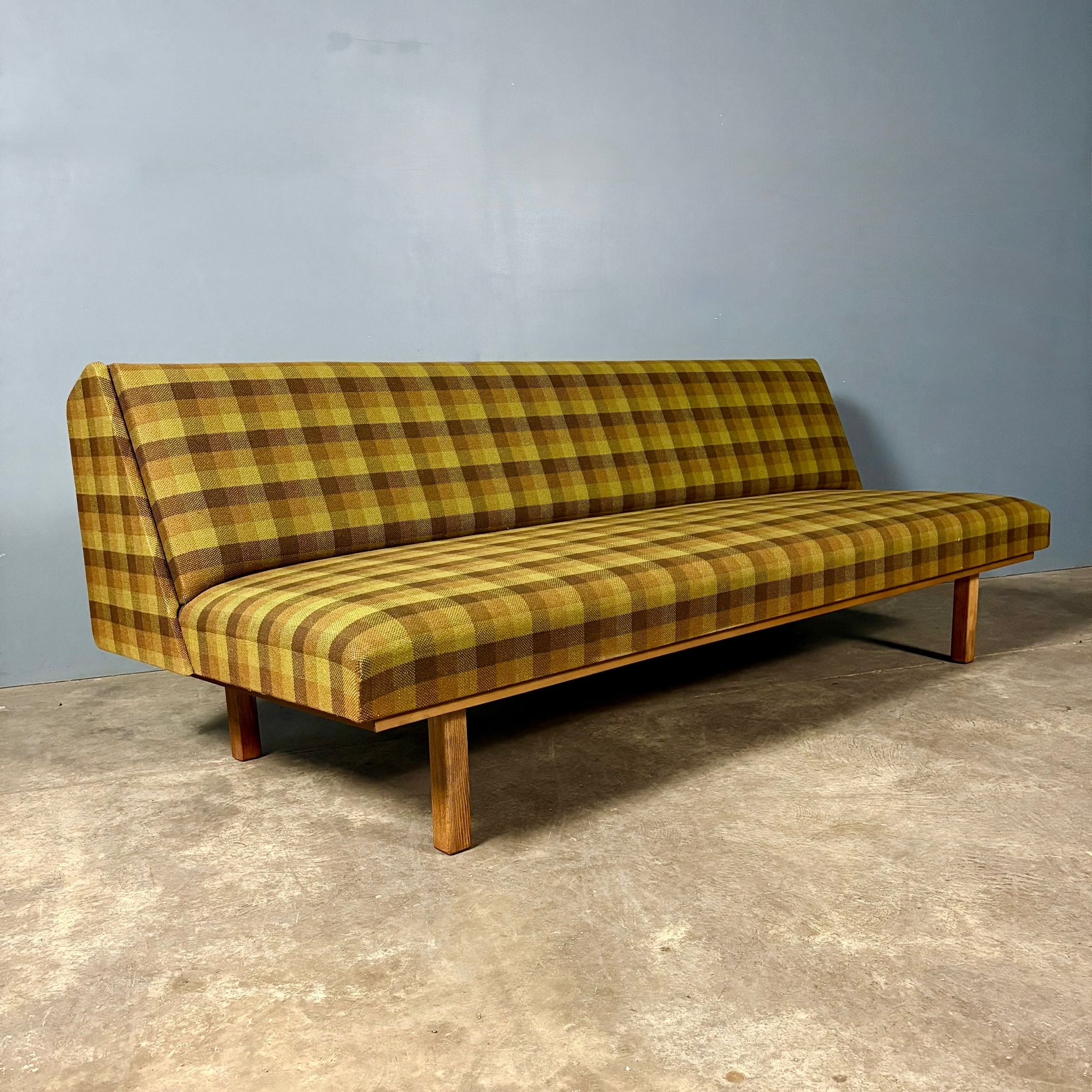 Hans Wegner Style Green Chequered Sofa Bed Daybed Mid Century Vintage Retro MCM