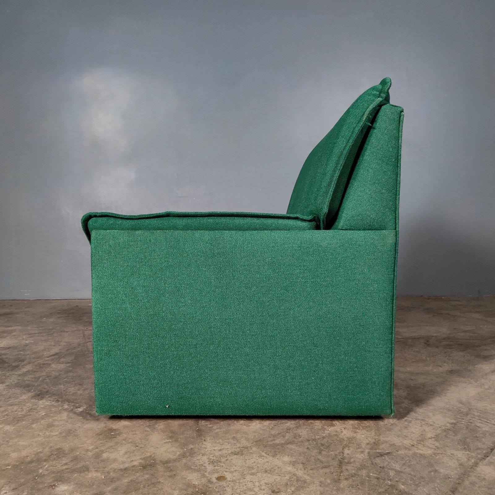 Green Wool Lounge Chair Mid Century Vintage Retro MCM