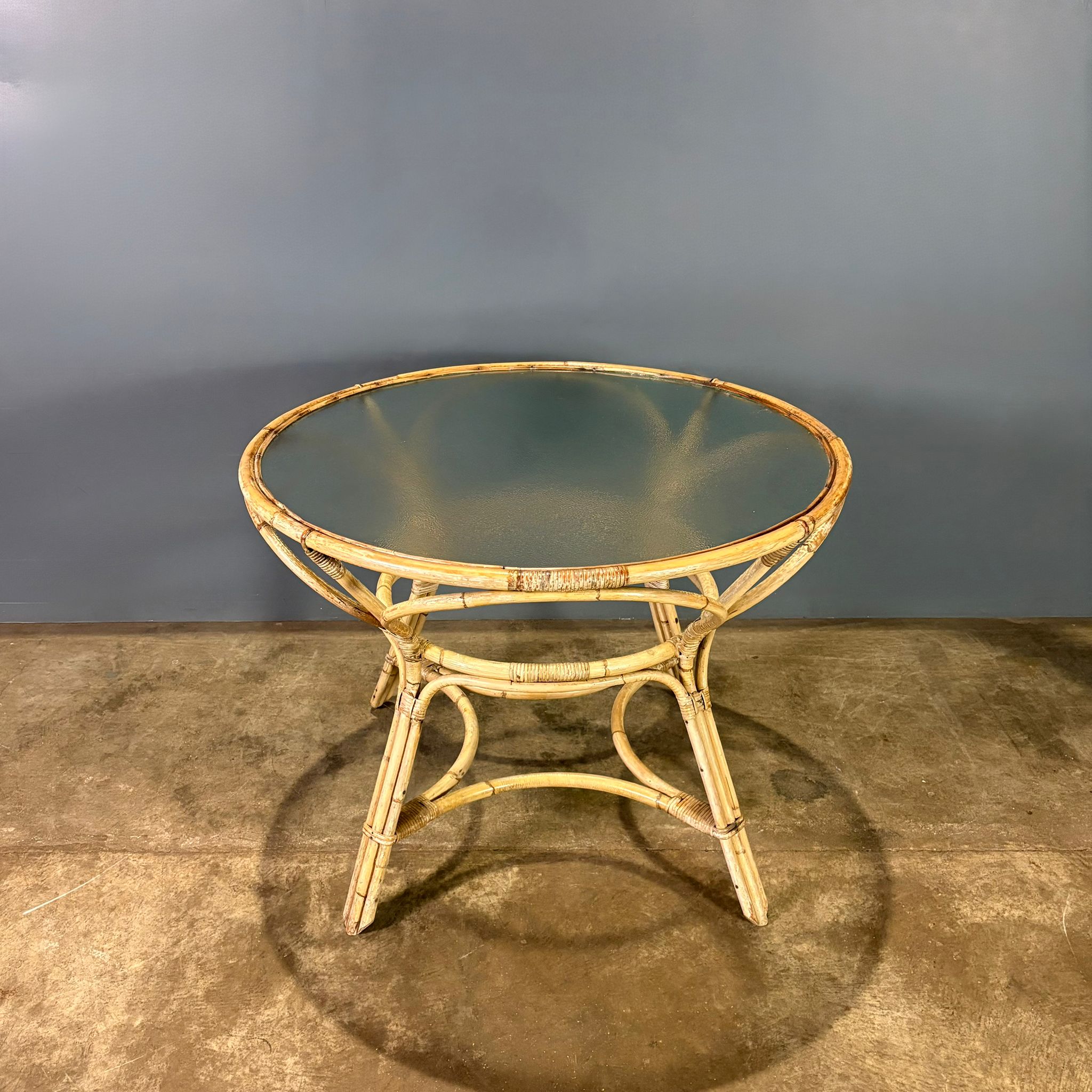 Angraves Of Leicester Bamboo Glass Dining Table Mid Century Vintage Retro MCM