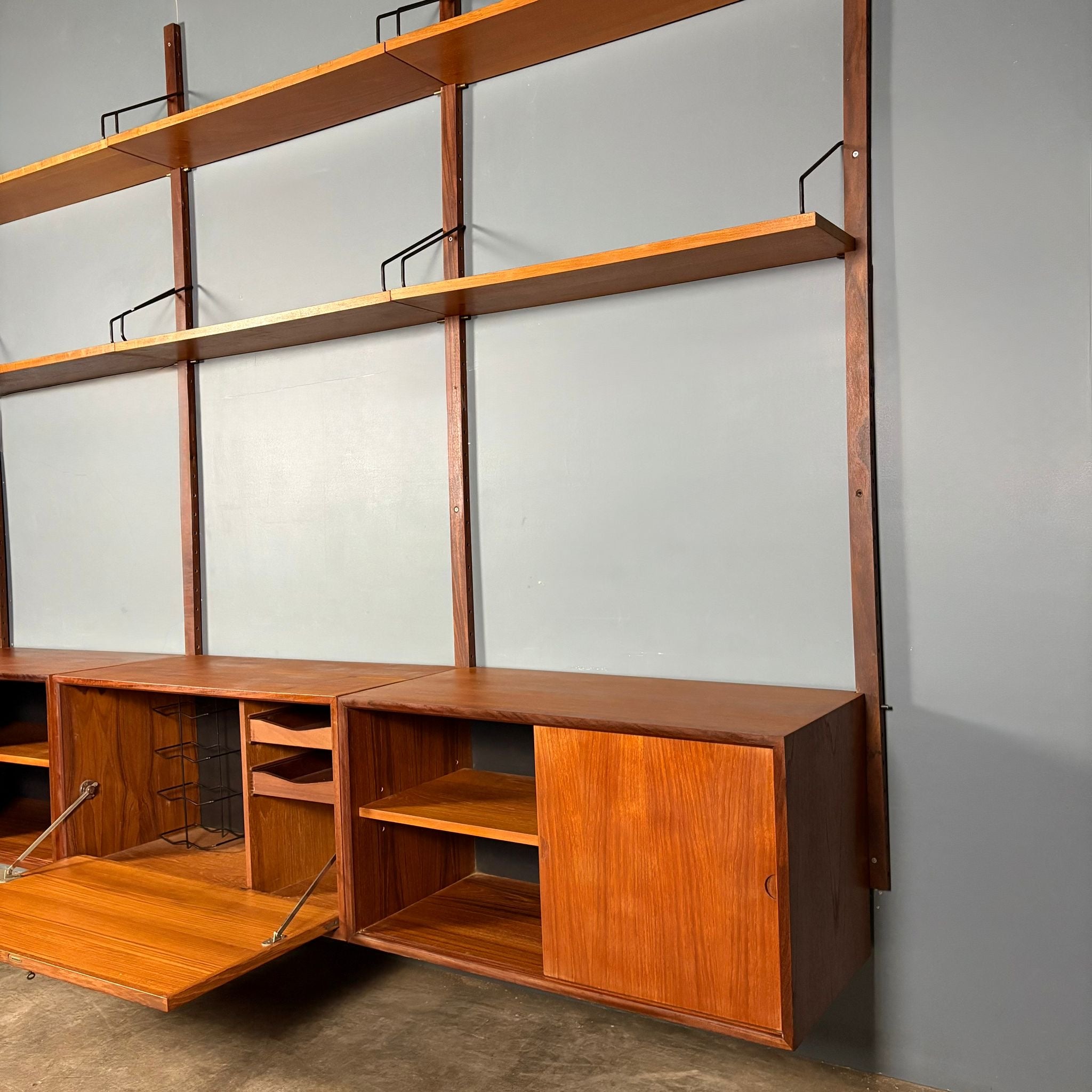 SOLD Mid Century Poul Cadovius Royal System Cado Large Teak Wall Unit Vintage Retro MCM Set 1