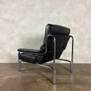 Mid Century Pieff Alpha Black Leather Three Seater Sofa With Matching Lounge Chair Vintage Retro MCM
