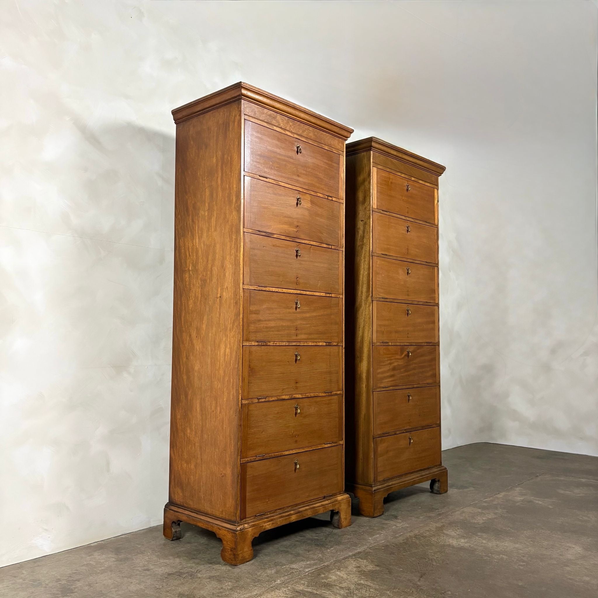 Pair Of Antique Edwardian Tall Cabinets/Bookcases/Haberdashery Storage Drawers