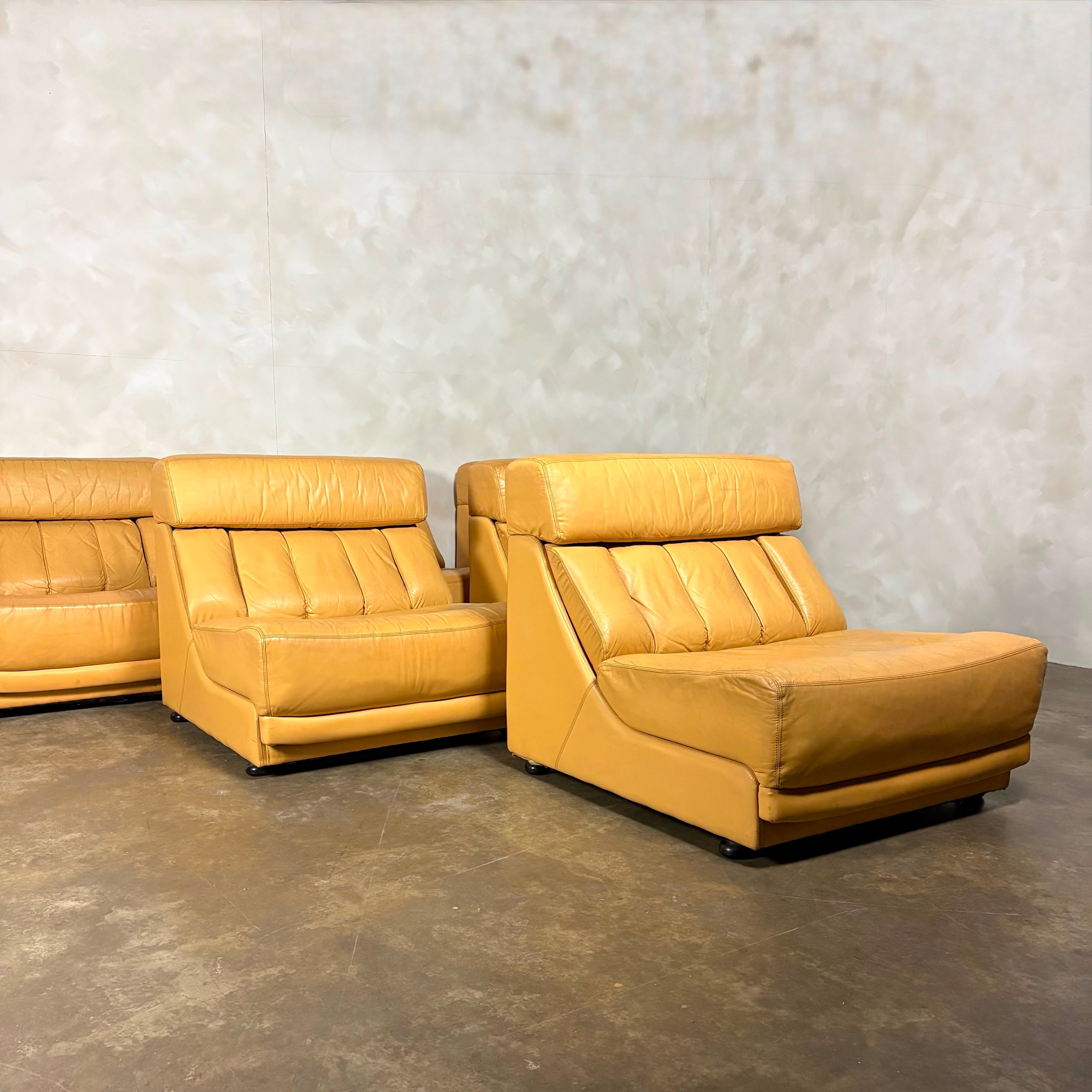 Tetrad Nucleus Leather Armchairs/Sofa Lounge Suite Mid Century Vintage Retro MCM