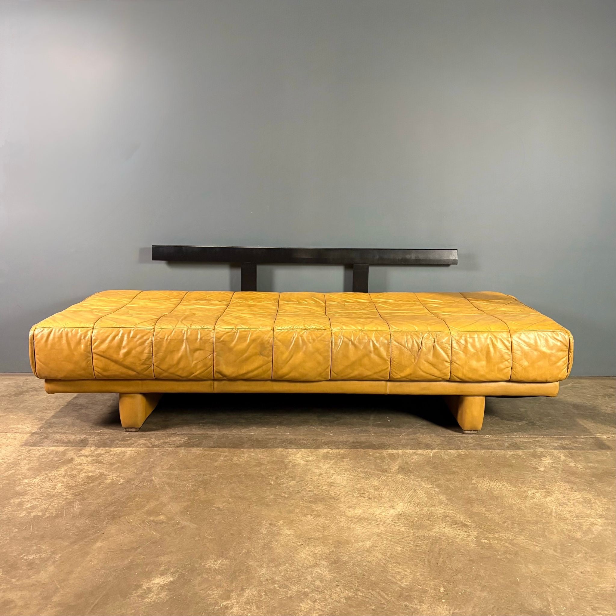 SOLD De Sede DS80 Style Sofa Bed/Daybed Mustard Yellow Leather Mid Century Vintage Retro MCM