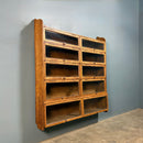 SOLD Antique Oak Haberdashery Wall Hung Ten Door Glass Fronted Cabinet/Bookcase
