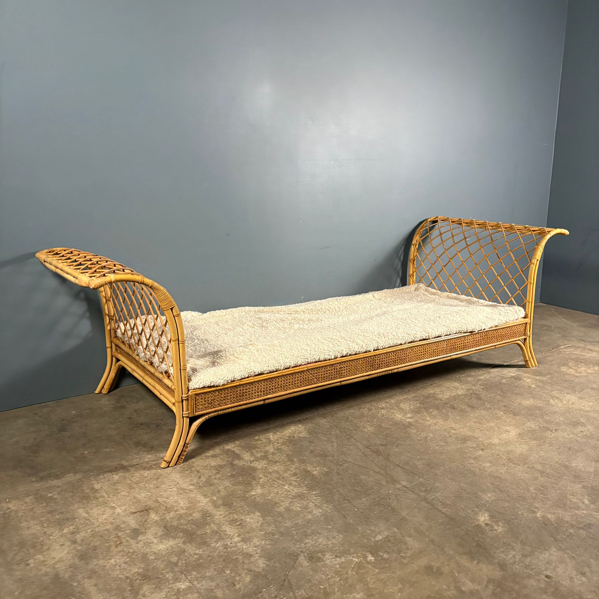 Mid Century Angraves Of Leicester Single Bed/Daybed Bamboo Cane & Rattan Vintage Retro MCM