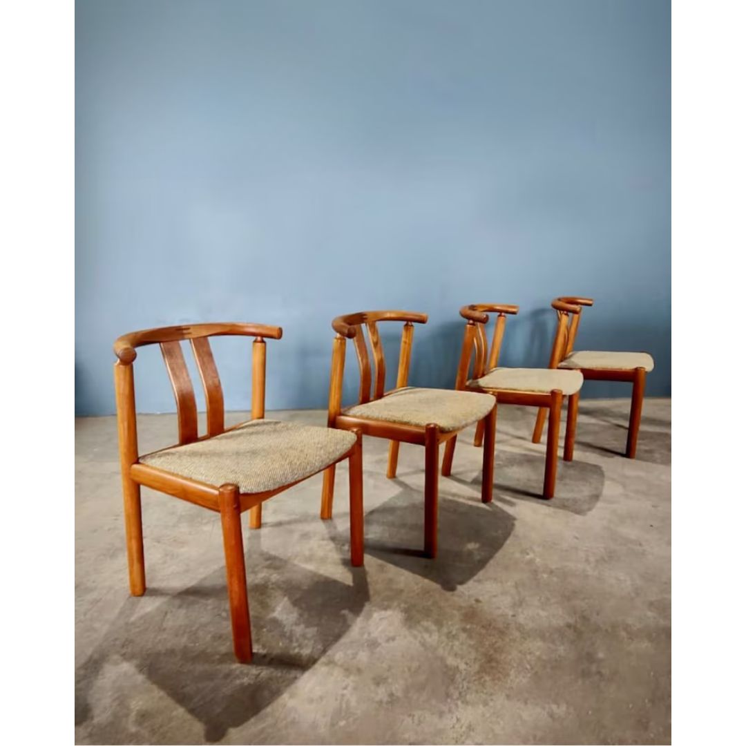 SOLD Set Of 4 Danish Dining Chairs Produced During The 1970's By Boltinge Stolefabrik Designed By Hans J. Frydendal