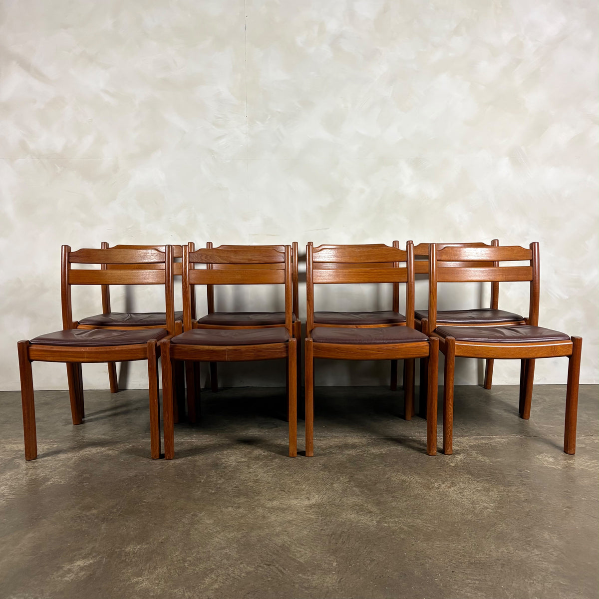 Set Of Eight 1970s Danish Teak Dining Chairs By Dyrlund Mid Century Vintage Retro MCM