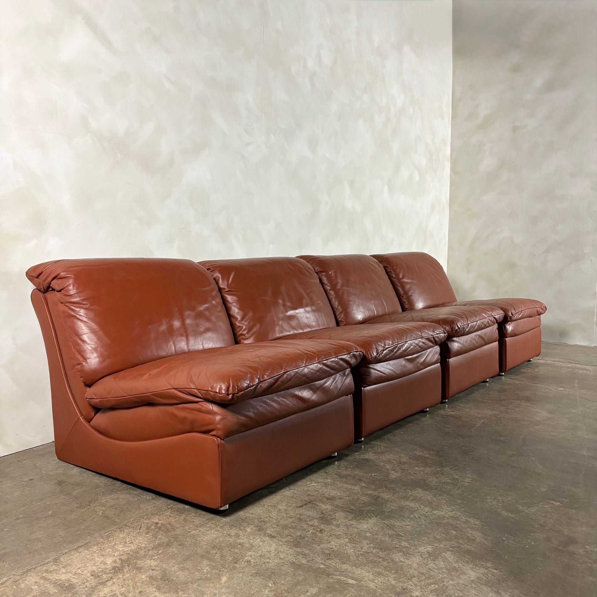 UBU Four Seater Brown Tan Modular Sofa/Chairs Lounge Suite Mid Century Vintage Retro MCM