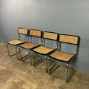 SOLD Four Black Cane Rattan Marcel Breuer B32 Cesca Dining Chairs Mid Century Vintage Retro MCM Set 1