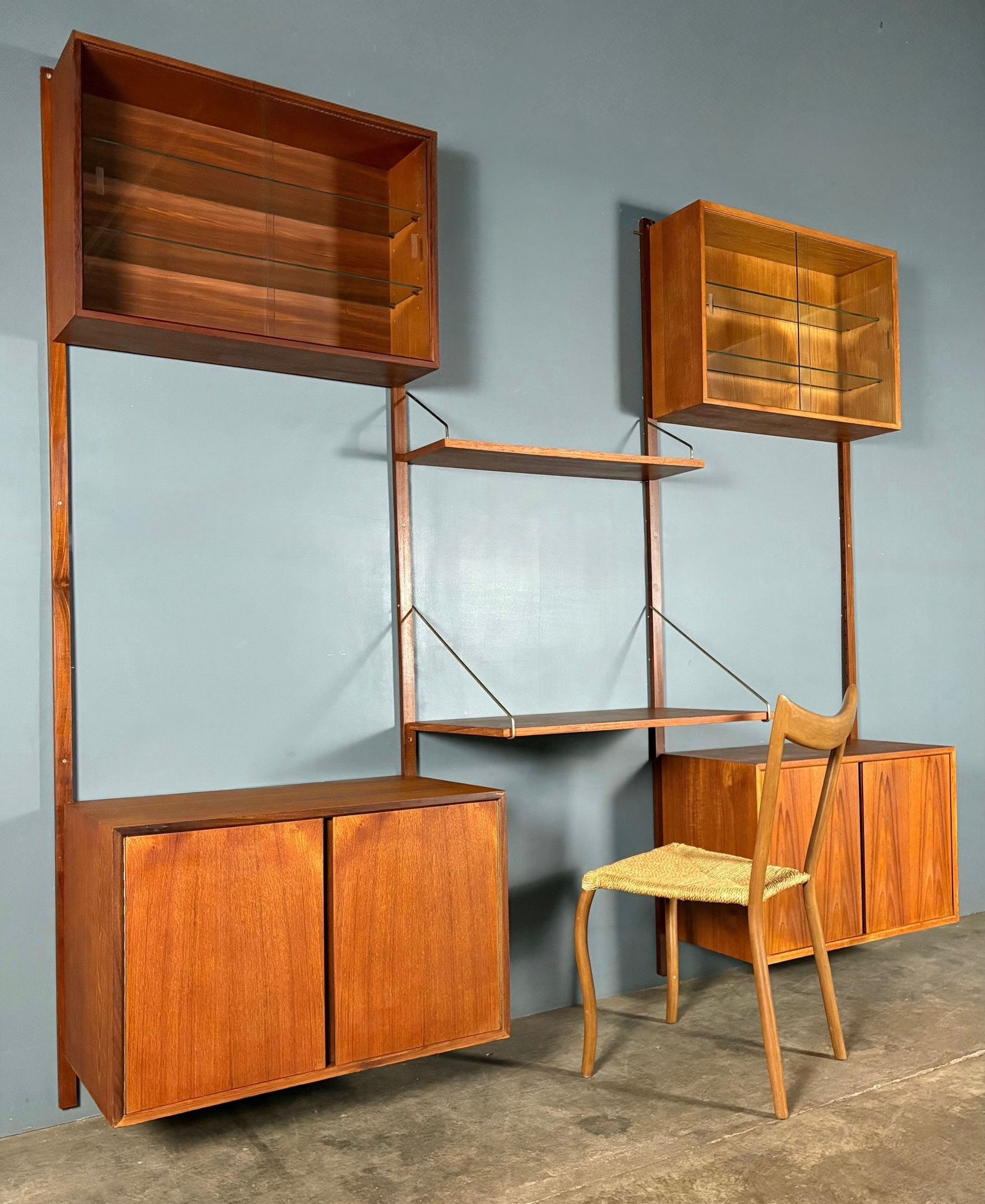 Mid Century Poul Cadovius Royal System Cado Large Teak Wall Unit Vintage Retro MCM Set 2