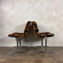 Pair Of Mid Century Pieff Eleganza Chrome Geometric Dining Chairs Vintage Retro MCM
