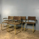 Six Marcel Breuer Cesca Brass Dining Chairs Mid Century Vintage Retro MCM