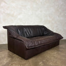 Dark Brown Italian Post Modern Leather Imbottiti Wilma Three Seater Sofa Mid Century Vintage Retro MCM