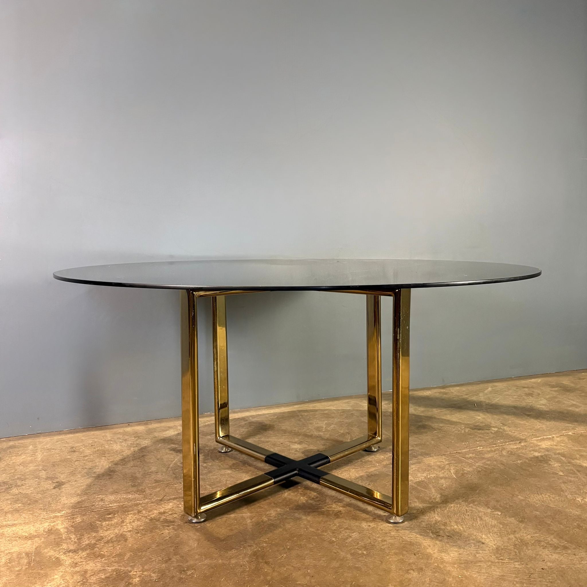 SOLD Pieff Brass Glass Dining Table Mid Century Vintage Retro MCM