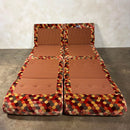 Pair Of Geometric Patterned Fold Out Lounge Chairs/Sofa Beds Rest Assured Mid Century Vintage Retro MCM