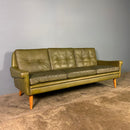 SOLD Mid Century Danish Svend Skipper Three Seater Sofa Green Leather Vintage Retro MCM
