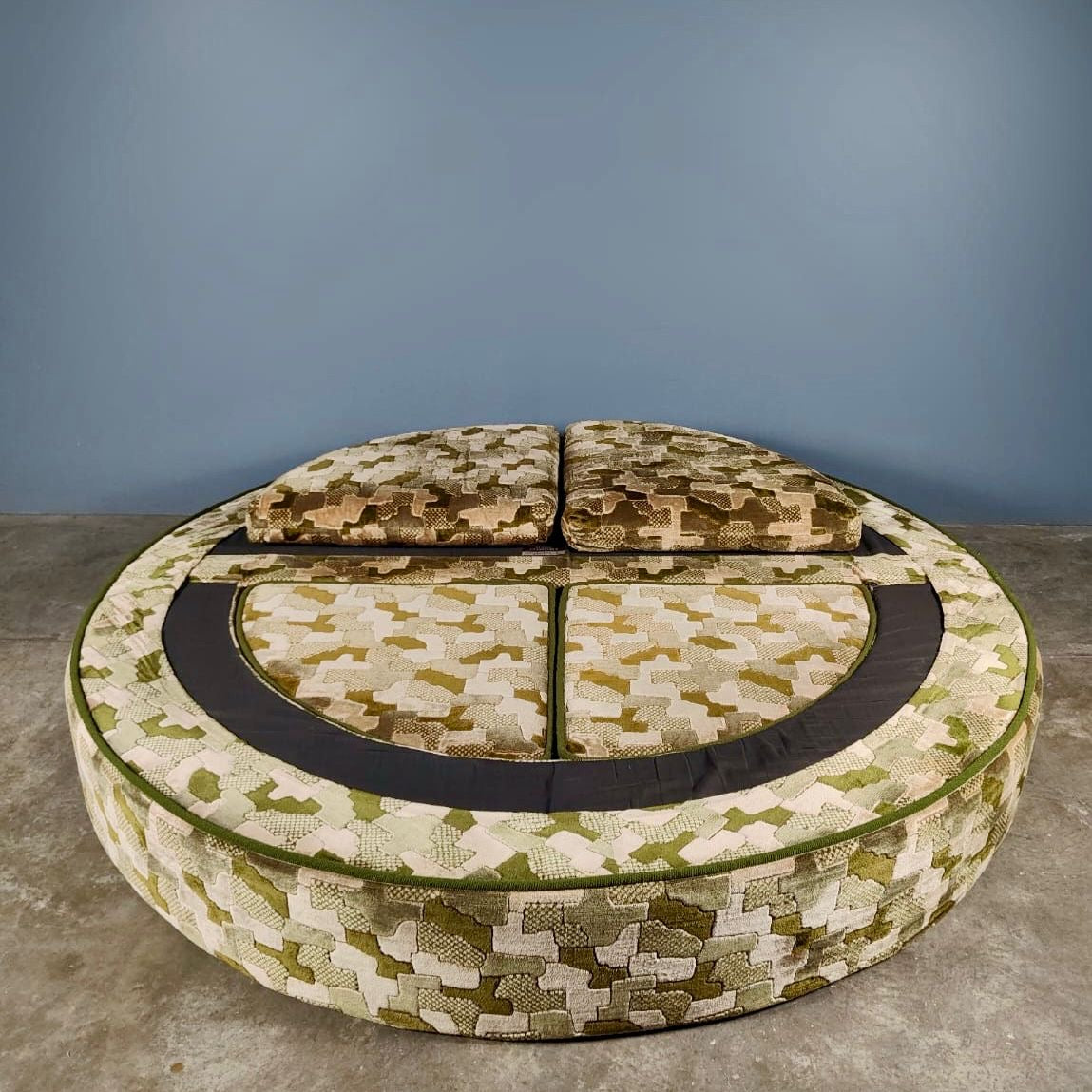 SOLD Mid Century Circle Sofa Bed Vintage Geometric Pattern Retro MCM