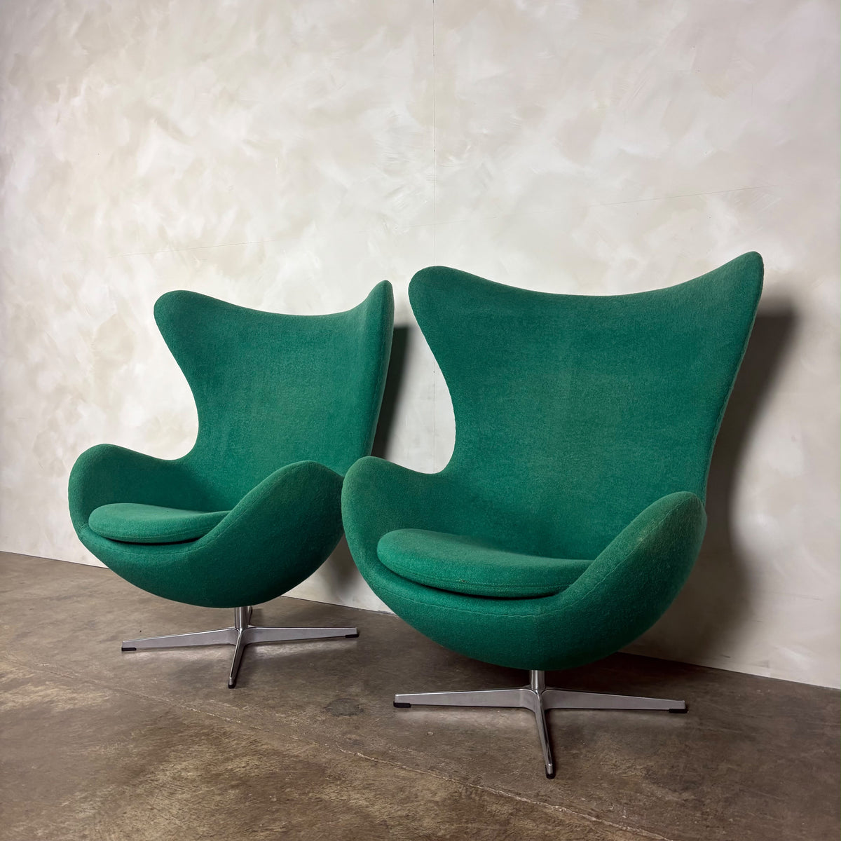 SOLD Pair Of Green Egg Lounge Chairs Mid Century Vintage Retro MCM