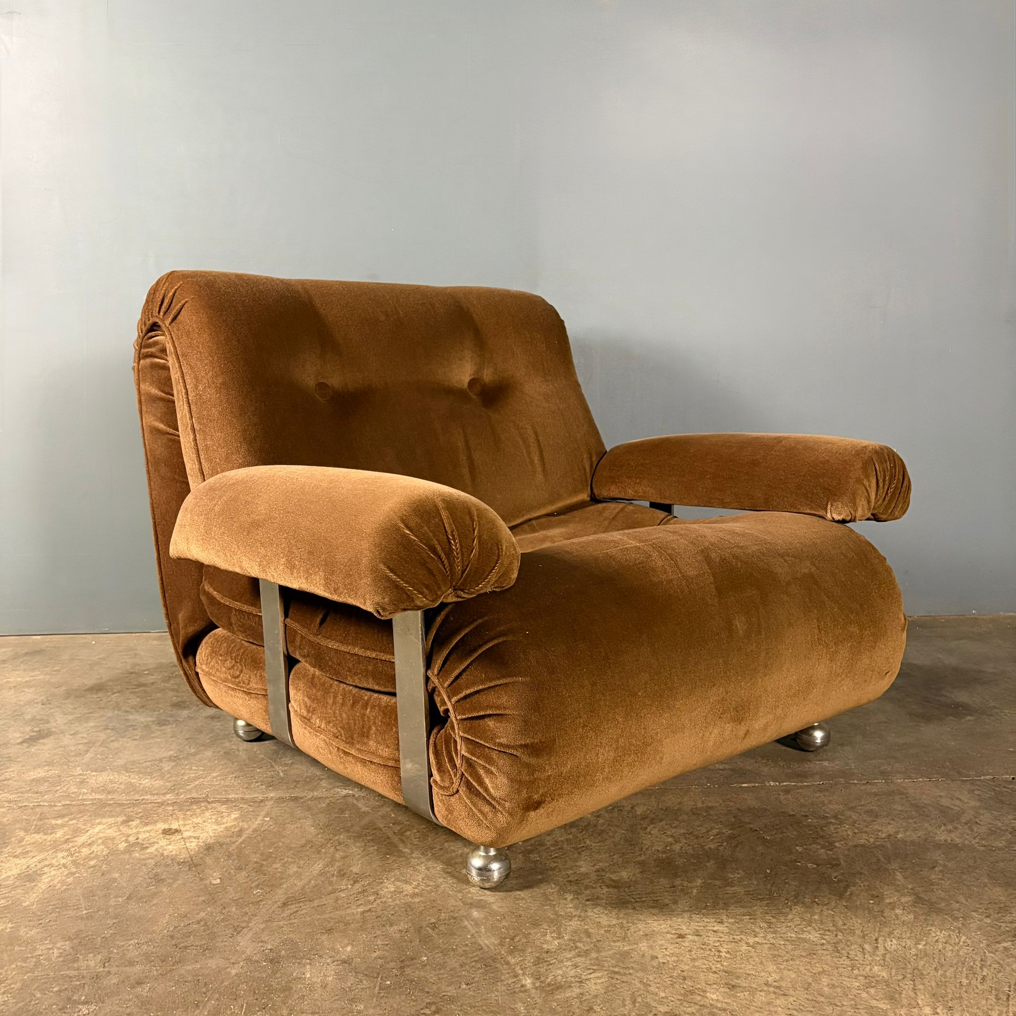 SOLD Mid Century G Plan Modular Armchair Brown Velvet Vintage Retro MCM