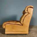 Three Light Brown Tan Leather Patchwork Modular Sofa/Chairs De Sede Style Mid Century Vintage Retro MCM