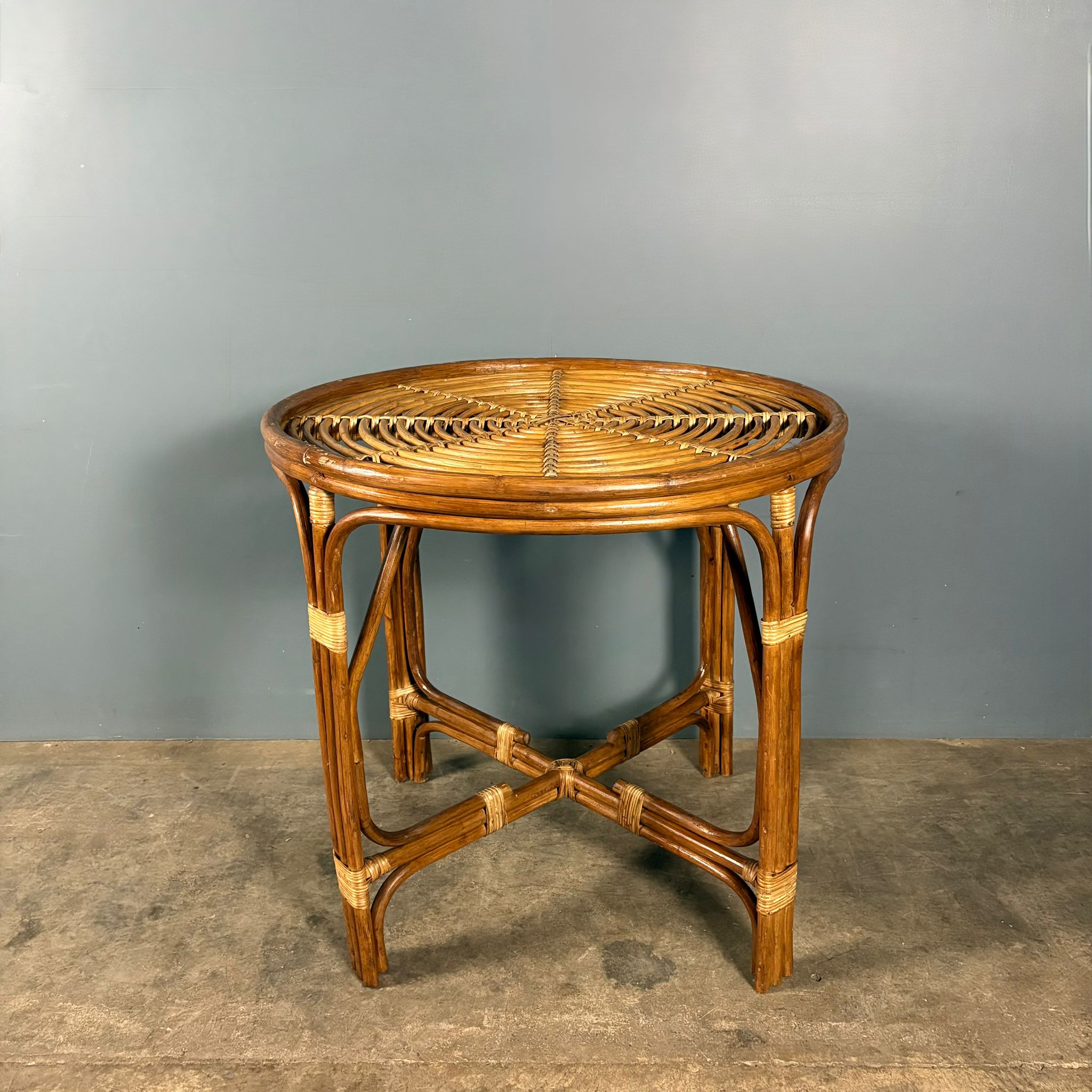 Dining Table & Four Matching Chairs Bamboo Cane Rattan Mid Century Vintage Retro MCM
