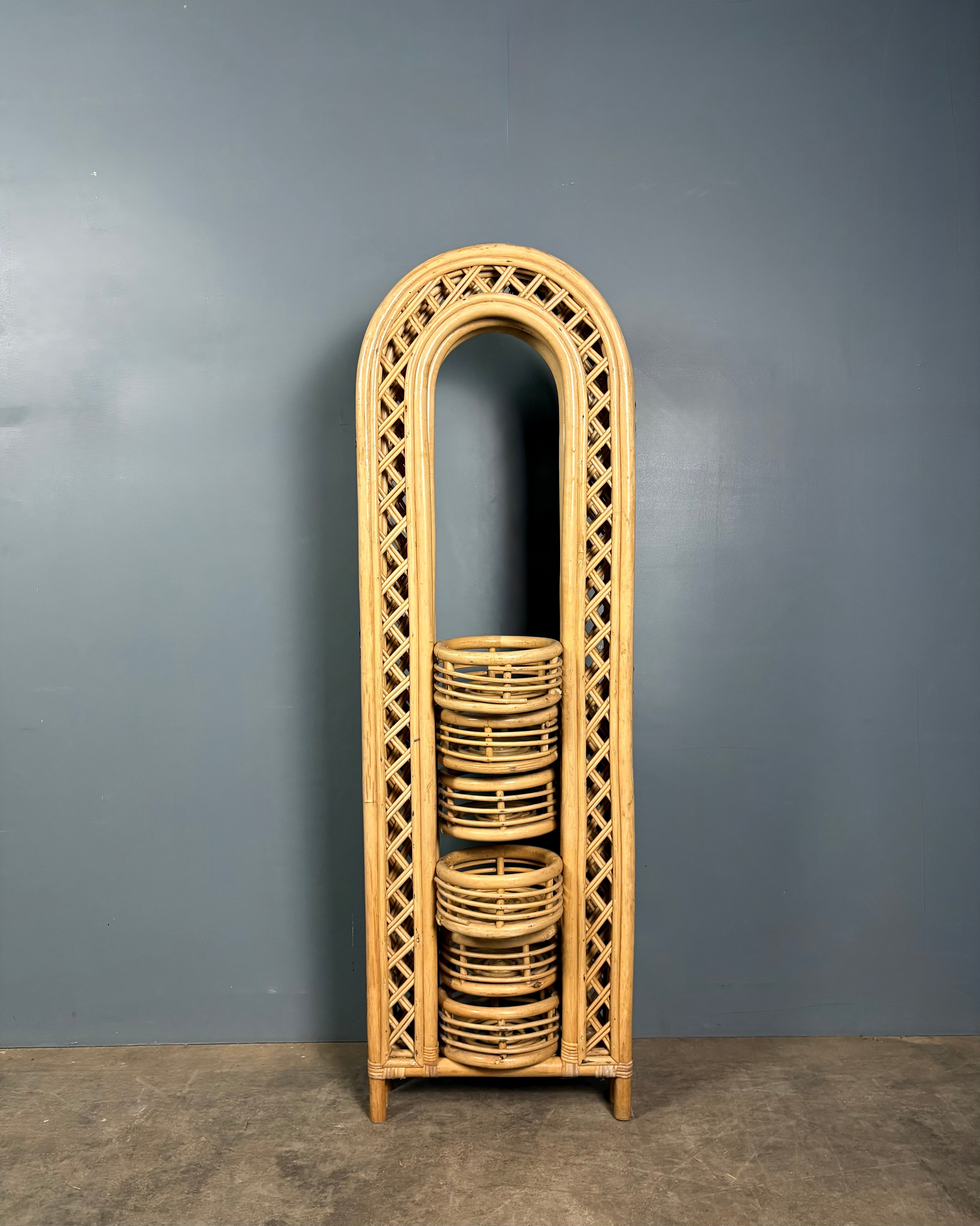 Bamboo Rattan Folding Screen Room Divider Paravent Mid Century Vintage Retro MCM