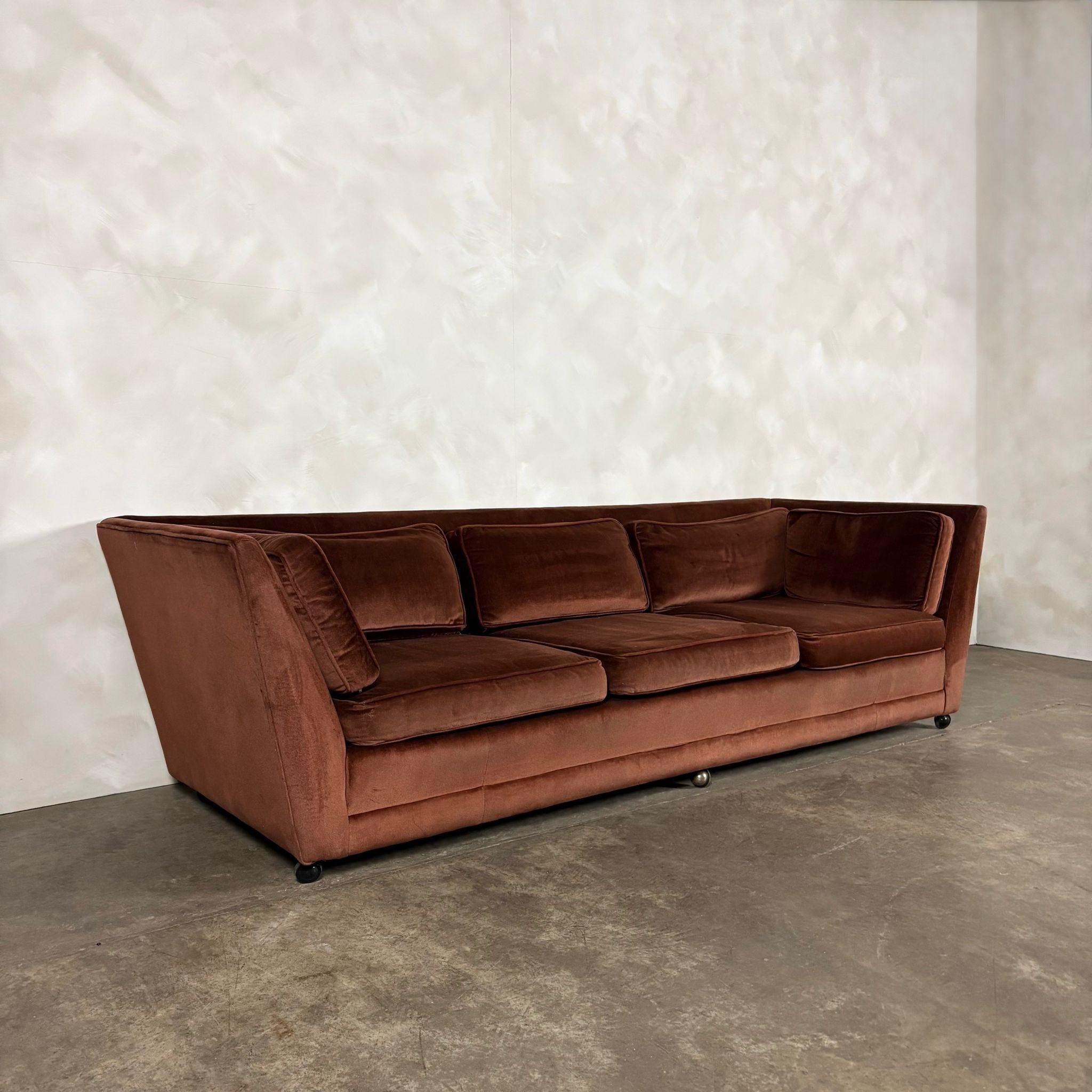 SOLD Mid Century G Plan Three Seater Sofa Brown Velvet Simona Vintage Retro MCM