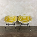 SOLD Pair Of Matching Mid Century Sputnik Yellow & White Lounge Chairs Vintage Retro MCM