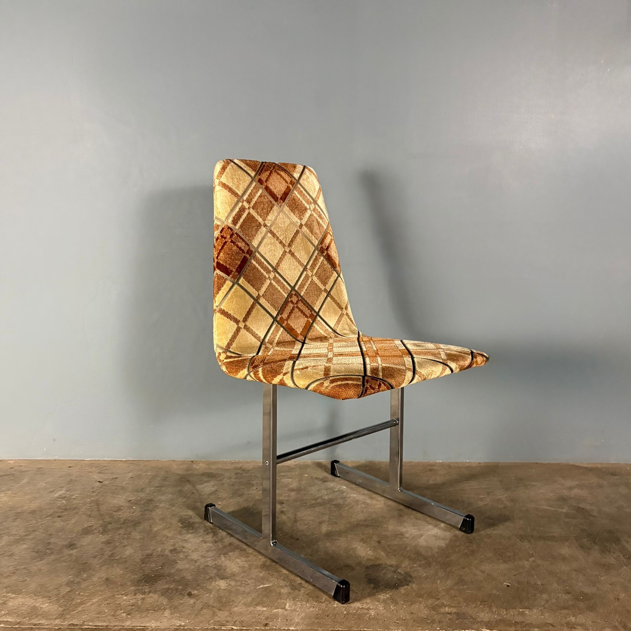 6 x Mid Century Pieff Lisse Chrome Geometric Dining Chairs Vintage Retro MCM