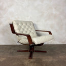 Scandinavian Swivel Leather Lounge Chair Mid Century Vintage Retro MCM