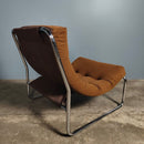 SOLD Brown Fabric Sling Lounge Chair By Peter Hoyte Mid Century Vintage Retro MCM