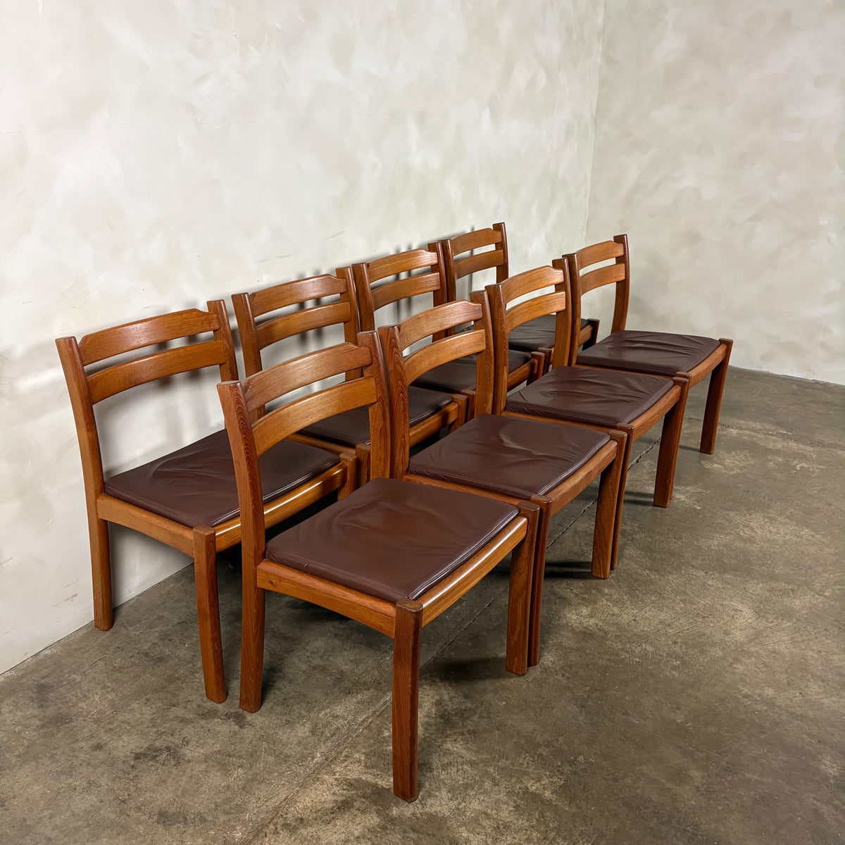 Set Of Eight 1970s Danish Teak Dining Chairs By Dyrlund Mid Century Vintage Retro MCM