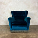 Mid Century Pair Of His & Her Blue Armchairs Vintage Retro MCM