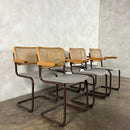Six Brown Cesca Cane Rattan Marcel Breuer Dining Chairs Mid Century Vintage Retro MCM