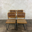 Four Marcel Breuer Cesca Brass Dining Chairs Mid Century Vintage Retro MCM