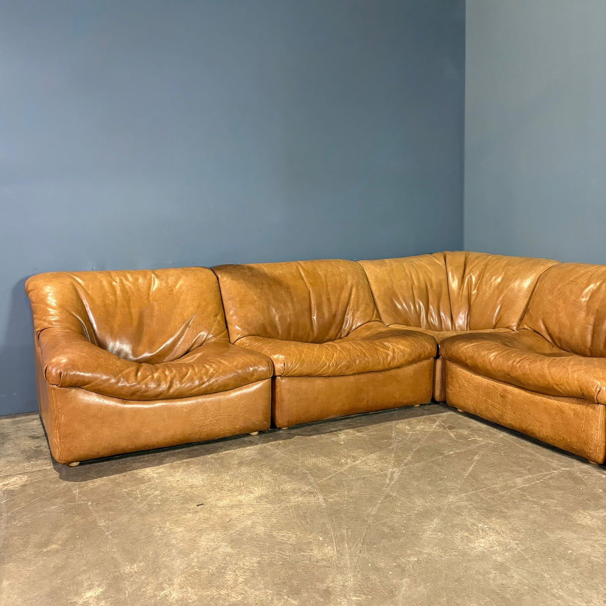 SOLD De Sede DS46 Modular Corner Sofa Tan Brown Leather Mid Century Vi ...