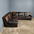 SOLD Mid Century UBU Modular Black & Brown Leather Sofa Vintage Retro MCM