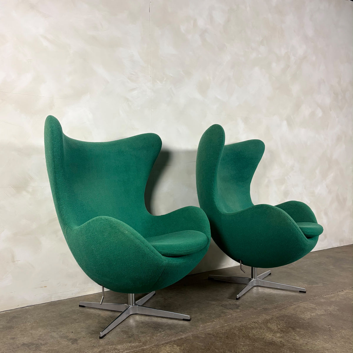 SOLD Pair Of Green Egg Lounge Chairs Mid Century Vintage Retro MCM