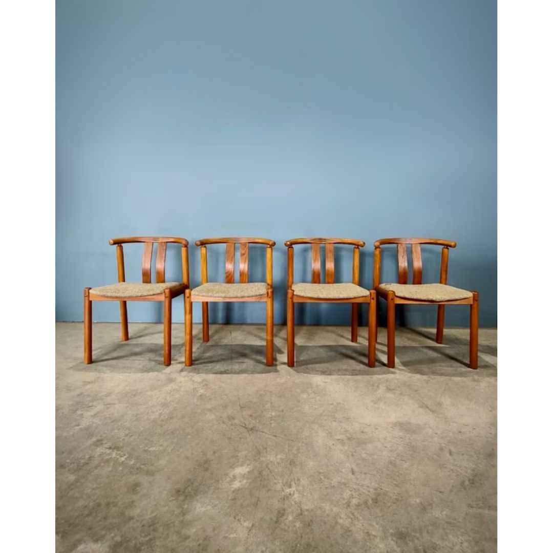 SOLD Set Of 4 Danish Dining Chairs Produced During The 1970's By Boltinge Stolefabrik Designed By Hans J. Frydendal