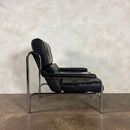 Mid Century Pieff Alpha Black Leather Three Seater Sofa With Matching Lounge Chair Vintage Retro MCM